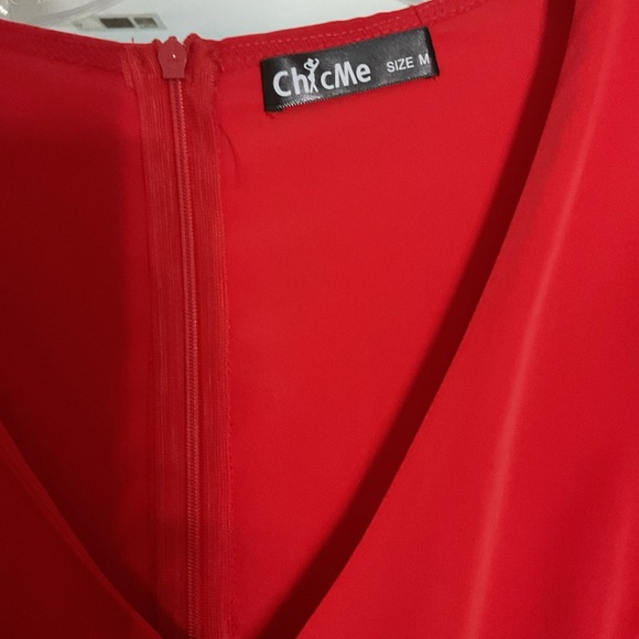 Chic Red Ruffle Mini Dress - Picture 2 of 3